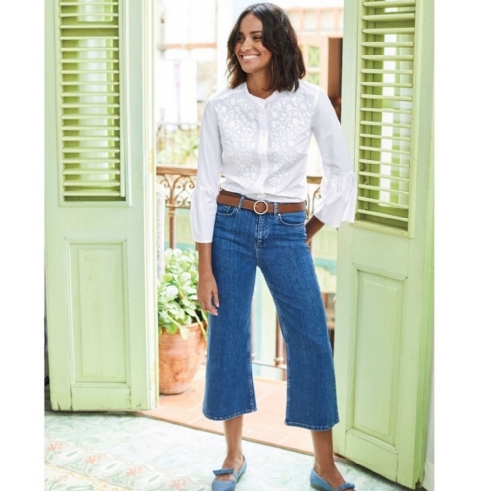 Boden The York Cropped Wide Leg Jeans Size 8 P